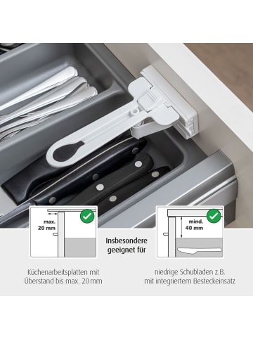 Reer Besteckschubladen-Sicherung, 2 Stück in Weiß ab 6 Monate
