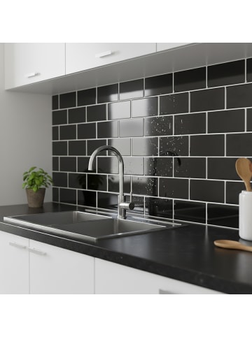 relaxdays 10 x Klebefliesen in Schwarz - 30x30