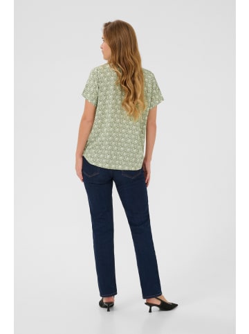 Kaffe Kurzarm-Bluse KAano Regular fit in Oli Green / Chalk Print