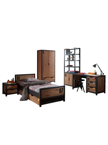 58 aufm Kessel KINDERZIMMER Set komplett Kameko 10 Massivholz+MDF Schwarz/Cognac
