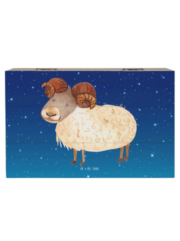 Mr. & Mrs. Panda Holzkiste Sternzeichen Widder ohne Spruch in Sternenhimmel Blau