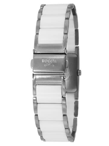 Boccia Titan Keramik Damenuhr Weiß / Silber