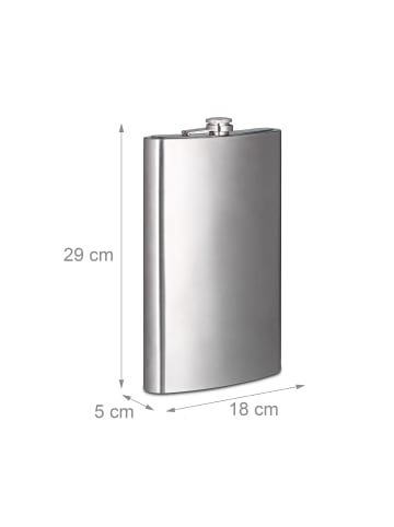 relaxdays 2tlg. Flachmann-Set in Silber/ Braun