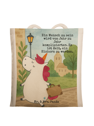 Mr. & Mrs. Panda Tragetasche Einhorn Koffer Design mit Spruch in Weiß