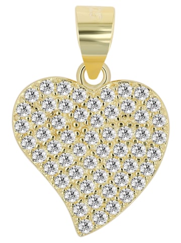 Adeliás Damen Anhänger – Herzanhänger aus 925 Silber mit Zirkonia in gold