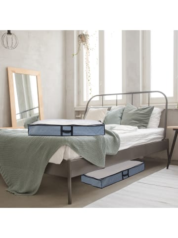 relaxdays 2 x Unterbettkommode in Grau/ Transparent - (B)100 x (H)14 x (T)50 cm