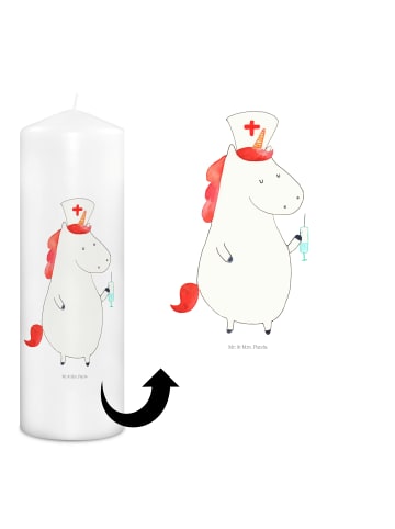 Mr. & Mrs. Panda Kerze Einhorn Krankenschwester ohne Spruch in Weiß