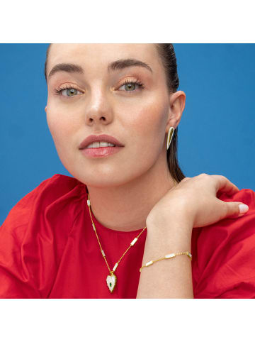 Luxenter Armband aus 925er Sterlingsilber und weißem Perlmutt, 18 Karat vergoldet – Limy