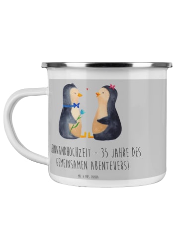 Mr. & Mrs. Panda becher emaille 35. Hochzeitstag Leinwandhochzei... in Heather Grey