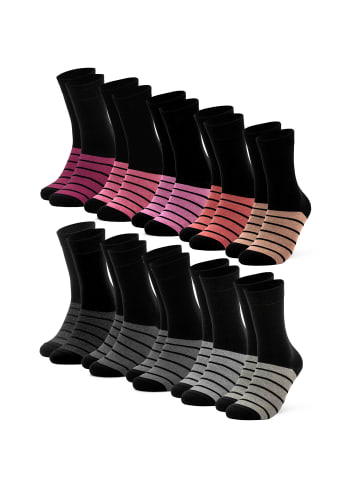 Occulto 10er Pack Farbige Socken Laura in Grau/Pink