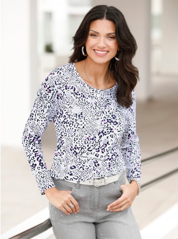 Sieh an! Langarm-Shirt in ecru-marine-bedruckt