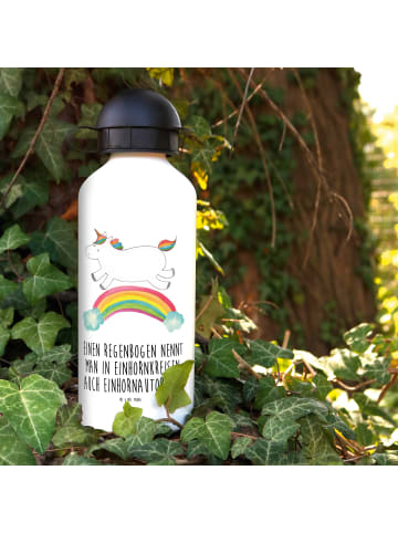 Mr. & Mrs. Panda Aluminium Trinkflasche Einhorn Regenbogen mit S... in Weiß