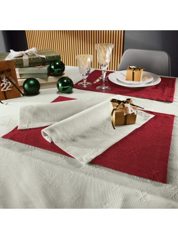 REDBEST Jacquard, Baumwollmischung Tischset 2er-Pack Snowflake in rot