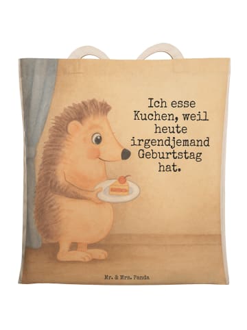 Mr. & Mrs. Panda Einkaufstasche Igel Kuchenstück Design mit Spruch in Weiß