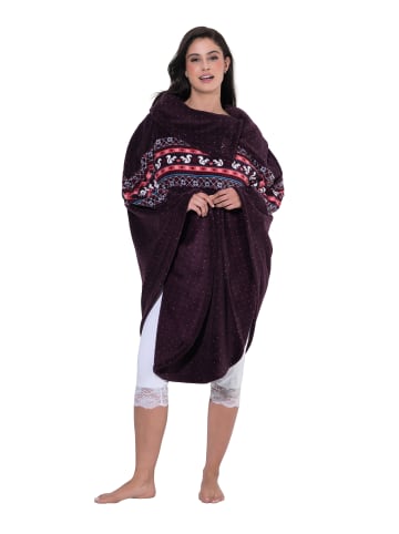 Ulla Popken Homewear-Poncho in dunkle pflaume