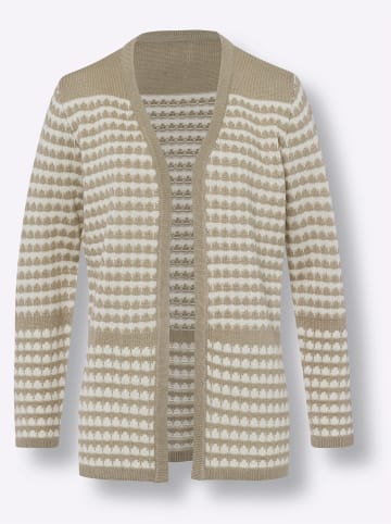 Sieh an! Longstrickjacke in sesam-champagner-gemustert
