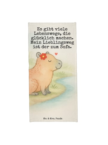 Mr. & Mrs. Panda Handtuch Capybara Blume Design mit Spruch in Gelb Pastell