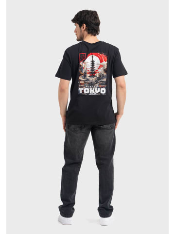 OLDSKULL T-Shirt Tokyo Skyline Manga Graphic in Black