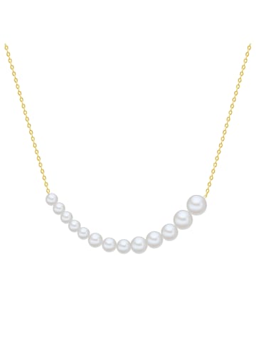 Valero Pearls Perlen-Kette Sterling Silber Süßwasser-Zuchtperle in gelbgold