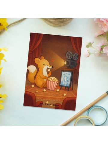 Mr. & Mrs. Panda Postkarte Fuchs Filme gucken Design ohne Spruch in Weiß