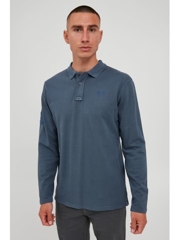 BLEND Langarm-Poloshirt in blau