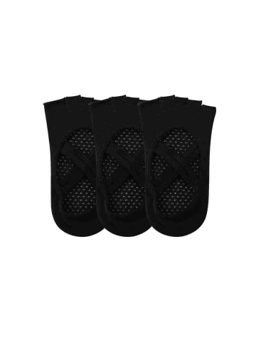MUNADUNA 3er-Pack Yoga-Zehensocken mit Doppelkreuz - offene Zehen in Schwarz