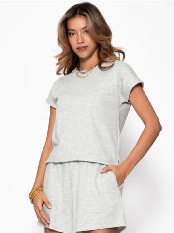 SASSYCLASSY Kurzarm Sweatshirt mit Rückendetail in Grau