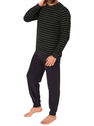 NORMANN langarm Frottee Pyjama Schlafanzug Bündchen - 67718 in grün