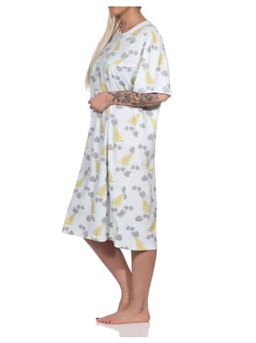 NORMANN Nachthemd kurzarm fraulich Knopfleise am Hals in weiss