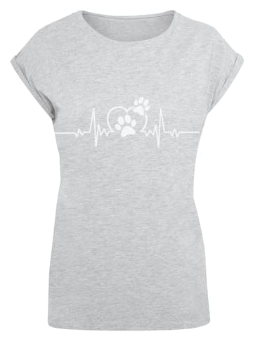 F4NT4STIC Extended Shoulder T-Shirt Herzschlag Hunde Liebe in grau meliert