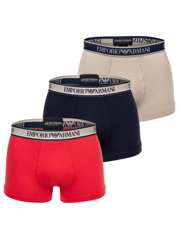 Emporio Armani Boxershort 3er Pack in Marine/Rot/Nude