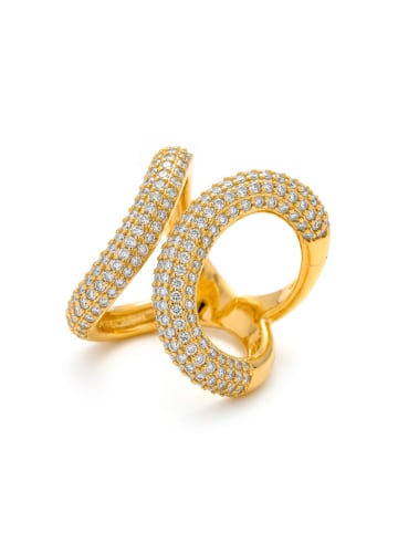 Luxenter ring in brilliant-cut zirconia with an 18-K yellow gold finish - Rudma