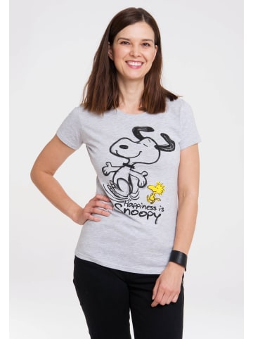 Logoshirt T-Shirt Snoopy & Woodstock Happiness in grau-meliert