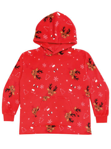 United Labels X-MAS Oversize Cozy Hoodie Rentier Kuschelpullover Deckenpullover in rot
