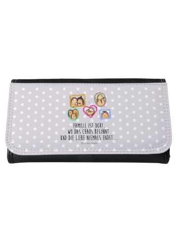 Mr. & Mrs. Panda Damen Brieftasche Igel Familie mit Spruch in Grau Pastell