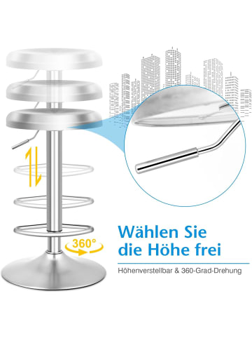 COSTWAY Barhocker höhenverstellbar drehbar in Silber