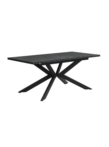 DUBI Möbel Ausziehstisch MALTE in Marmor-Schwarz - (B)140-220 x (H)76 x (T)90 cm
