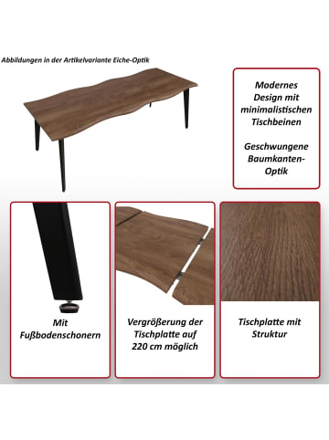 MCW Esszimmertisch O60 ausziehbar 160-220cm, Walnuss-Optik