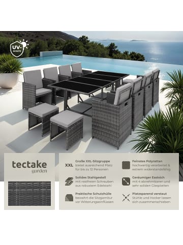 tectake Rattan-Gartenlounge für 8 bis 12 Personen, Inkl. Schutzhülle
