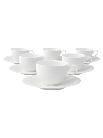 Villeroy & Boch 6er Set Kaffeetassen mit Untertassen New Cottage Basic in Weiß 150 ml in weiß