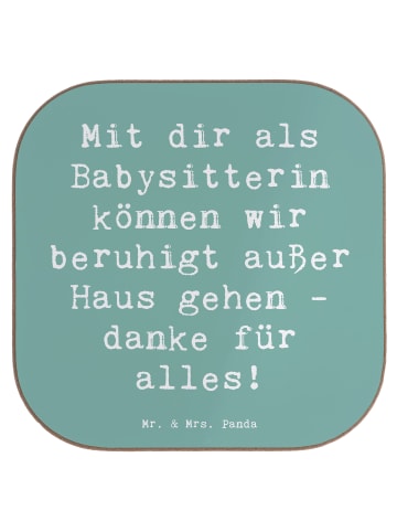 Mr. & Mrs. Panda Coaster Spruch Babysitter Dank mit Spruch in Meeresbrise