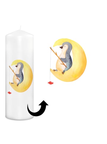 Mr. & Mrs. Panda Kerze Pinguin Mond ohne Spruch in Weiß