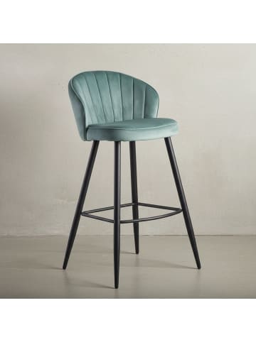 KADIMA DESIGN Barhocker Samt Hellgrün Hocker mit Lehne 56x102,5x52,5 cm, in Grün