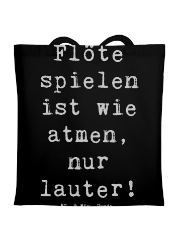 Mr. & Mrs. Panda Tragetasche Spruch Flöte Atem mit Spruch in Schwarz