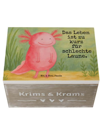 Mr. & Mrs. Panda Kiste Axolotl Glücklich Design mit Spruch in Weiß
