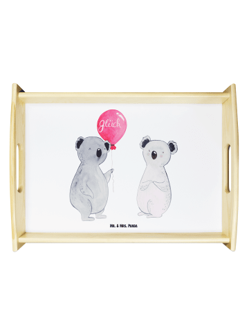 Mr. & Mrs. Panda Serviertablett Holz Koala Luftballon ohne Spruch in Weiß