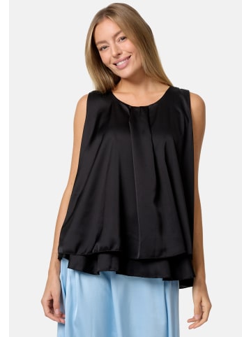 PM SELECTED Satin Overlay Top in Schwarz