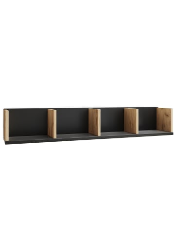 VCM Holz Wandregal Hängeregal Wandboard Regal Honsa in Schwarz / Honig-Eiche