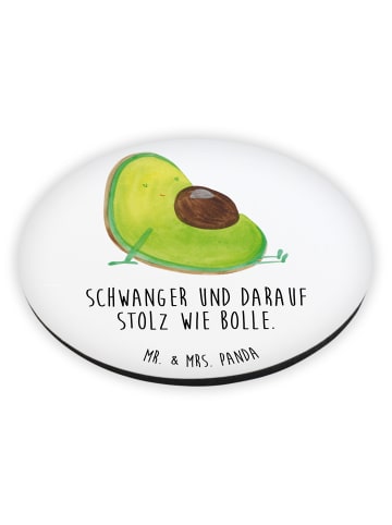 Mr. & Mrs. Panda Rund Magnet Avocado Schwangerschaft mit Spruch in Weiß