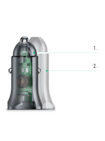 Ugreen Autoladegerät USB Type C / USB 24W Power Delivery Quick Charge in Grau in Grau